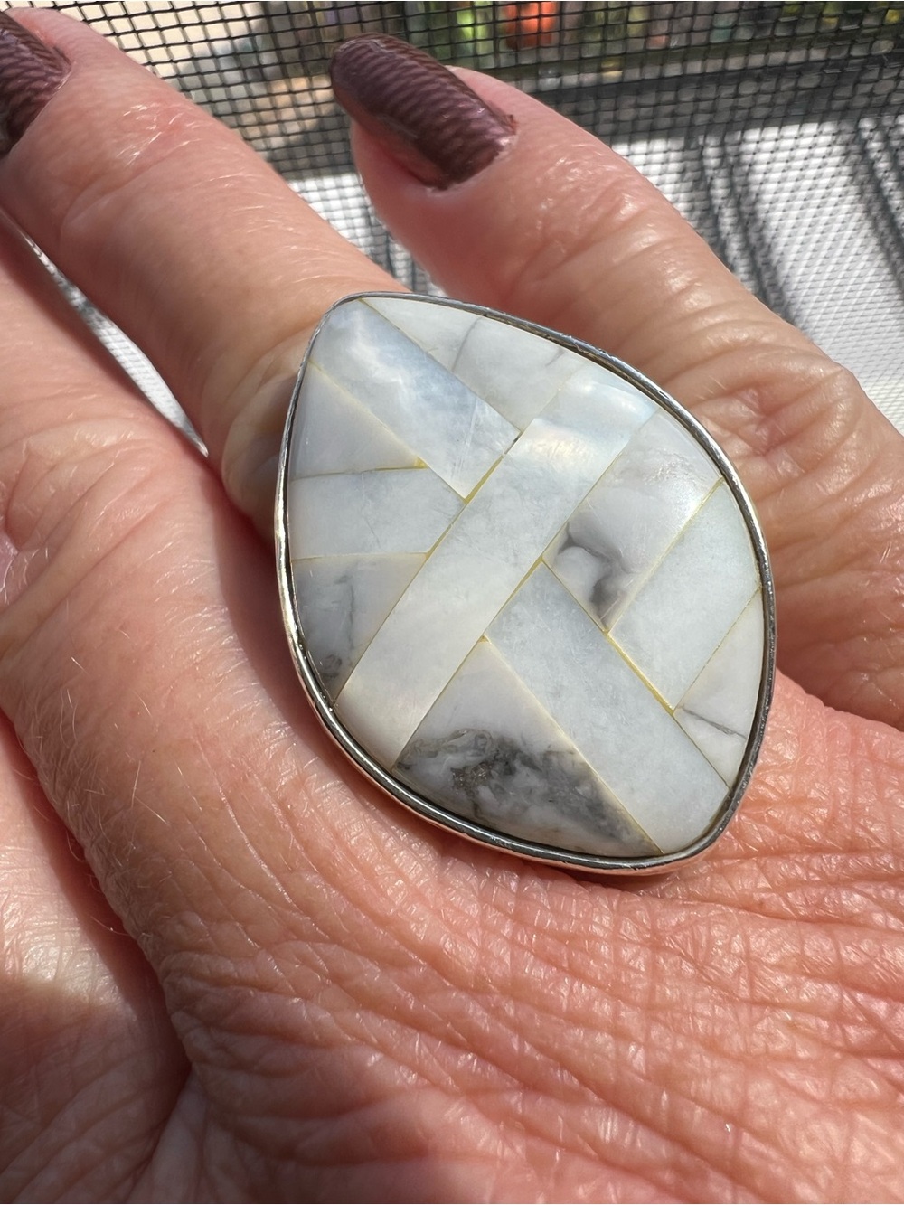Silpada White Inlay Teardrop Statement Ring - Women's Jewelry